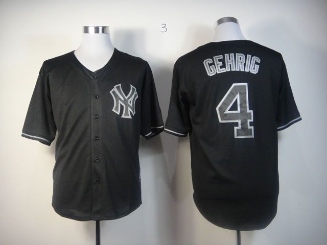 Men New York Yankees 4 Gehrig Black MLB Jerseys
